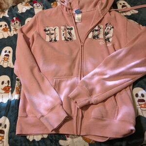 Disney Pink Zip-Up Hoodie with Mickey and Minnie